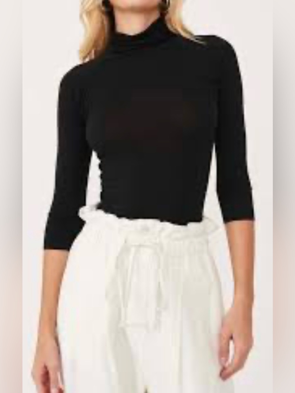 Intimately Free People Black Slim Turtleneck Crop Top NWT